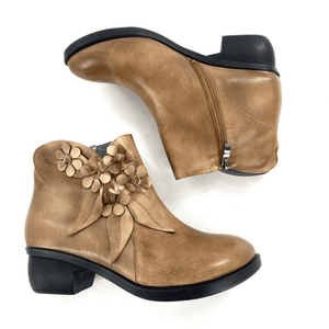 Floral Tan Ankle Boots